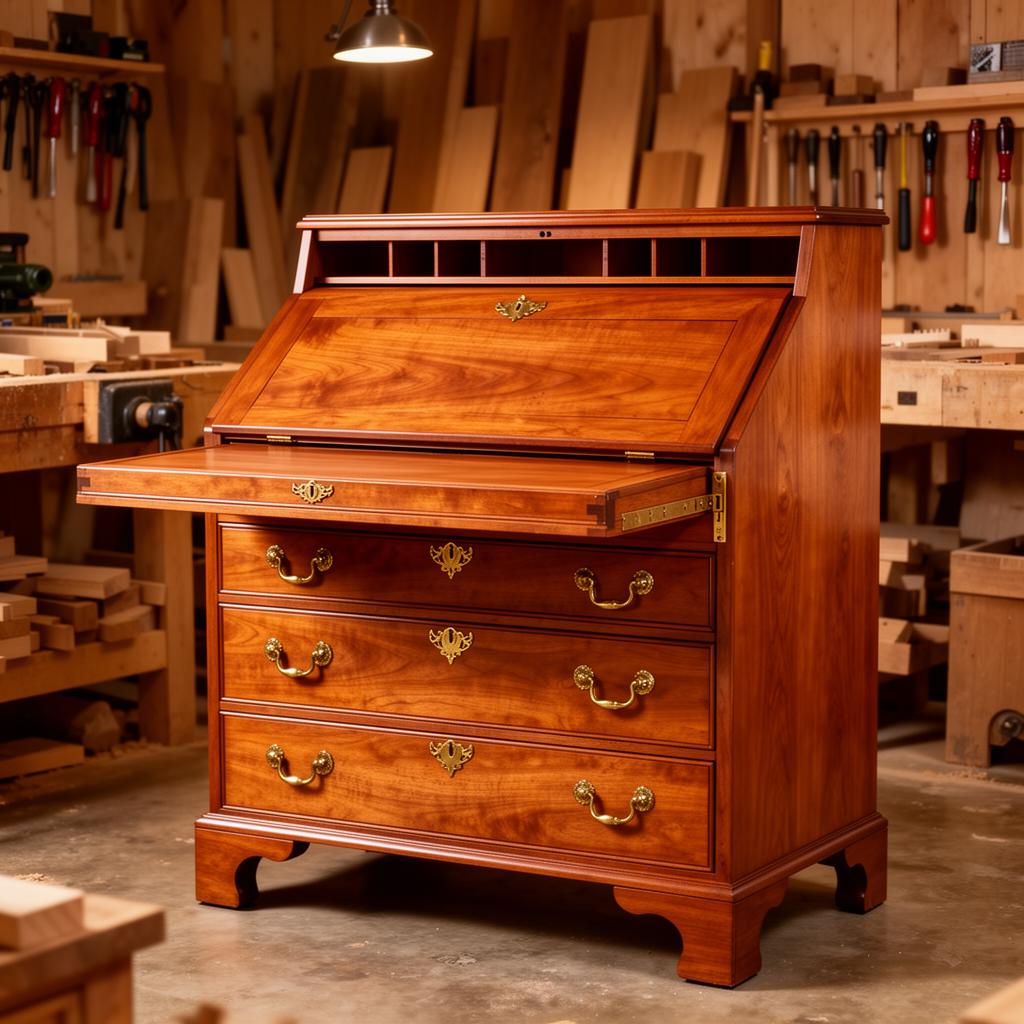 Colonial reproduction cherry secretary desk