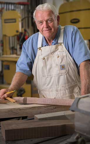 Virg Otto in his woodworking workshop